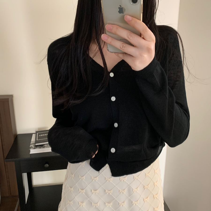 Side String Shirring Cardigan