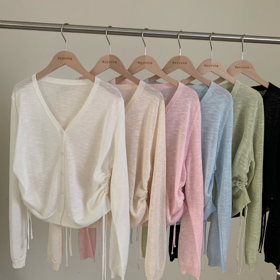 Side String Shirring Cardigan