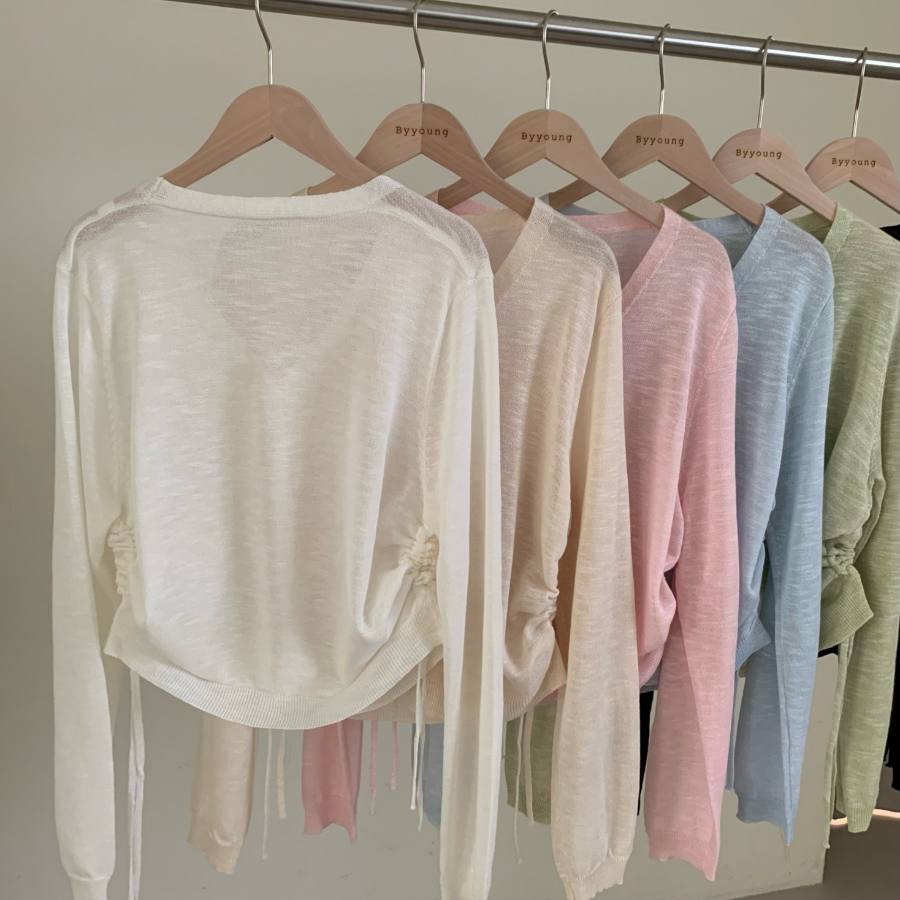 Side String Shirring Cardigan