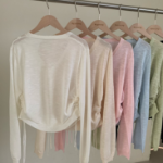 Side String Shirring Cardigan