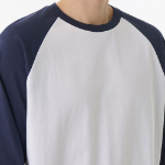 Relaxed Rib Cuffs Raglan Long Sleeve T-shirt [White/Navy]