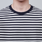 Stripe Relaxed Crew Neck Long Sleeve T-shirt [Black]