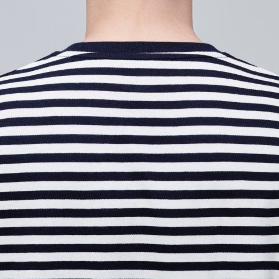 Stripe Relaxed Crew Neck Long Sleeve T-shirt [Black]