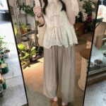 Античный комплект с пышными рукавами и брюками