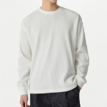 Waffle Relaxed Crew Neck Long Sleeve T-Shirt [Ivory]