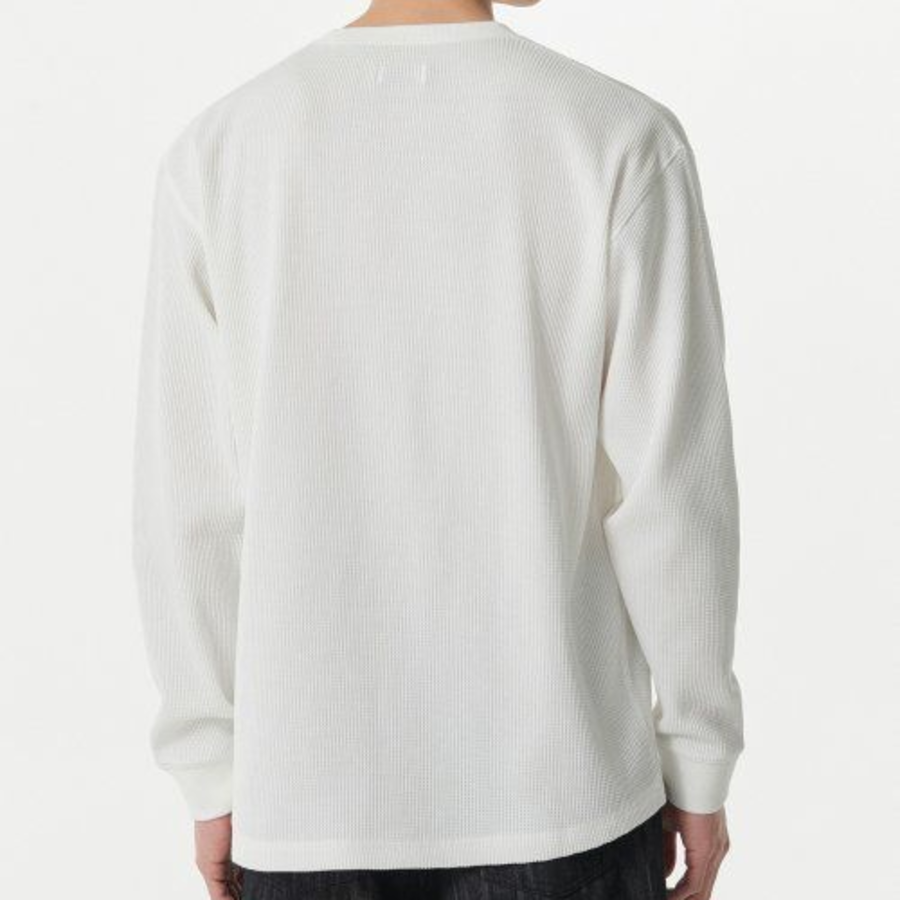 Waffle Relaxed Crew Neck Long Sleeve T-Shirt [Ivory]