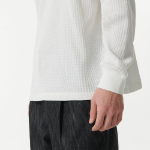 Waffle Relaxed Crew Neck Long Sleeve T-Shirt [Ivory]