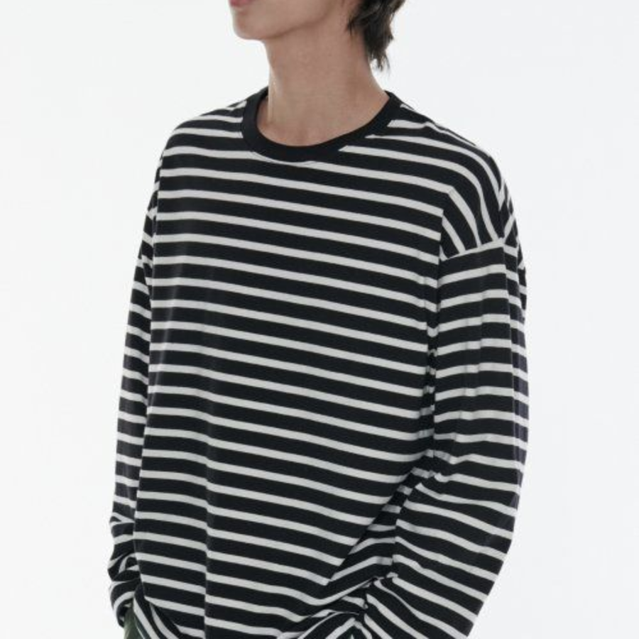Breton Stripe Relaxed Long Sleeve T-Shirt [Black/White]