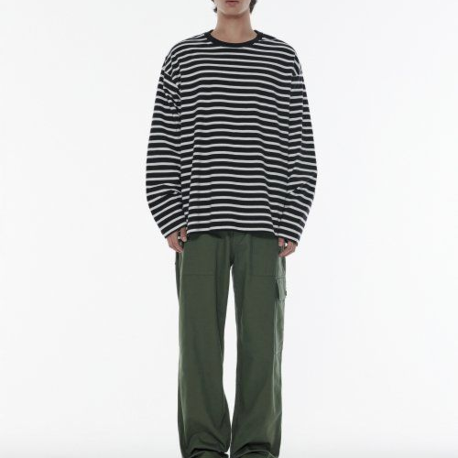 Breton Stripe Relaxed Long Sleeve T-Shirt [Black/White]