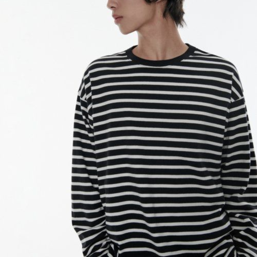 Breton Stripe Relaxed Long Sleeve T-Shirt [Black/White]