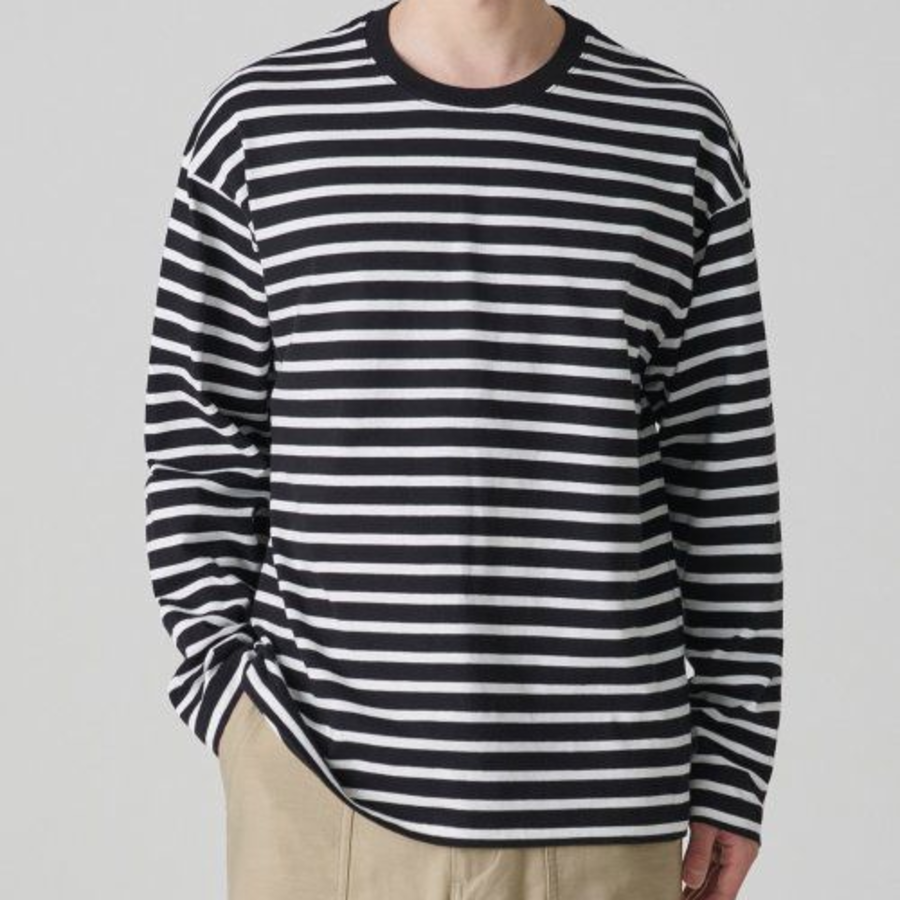 Breton Stripe Relaxed Long Sleeve T-Shirt [Black/White]