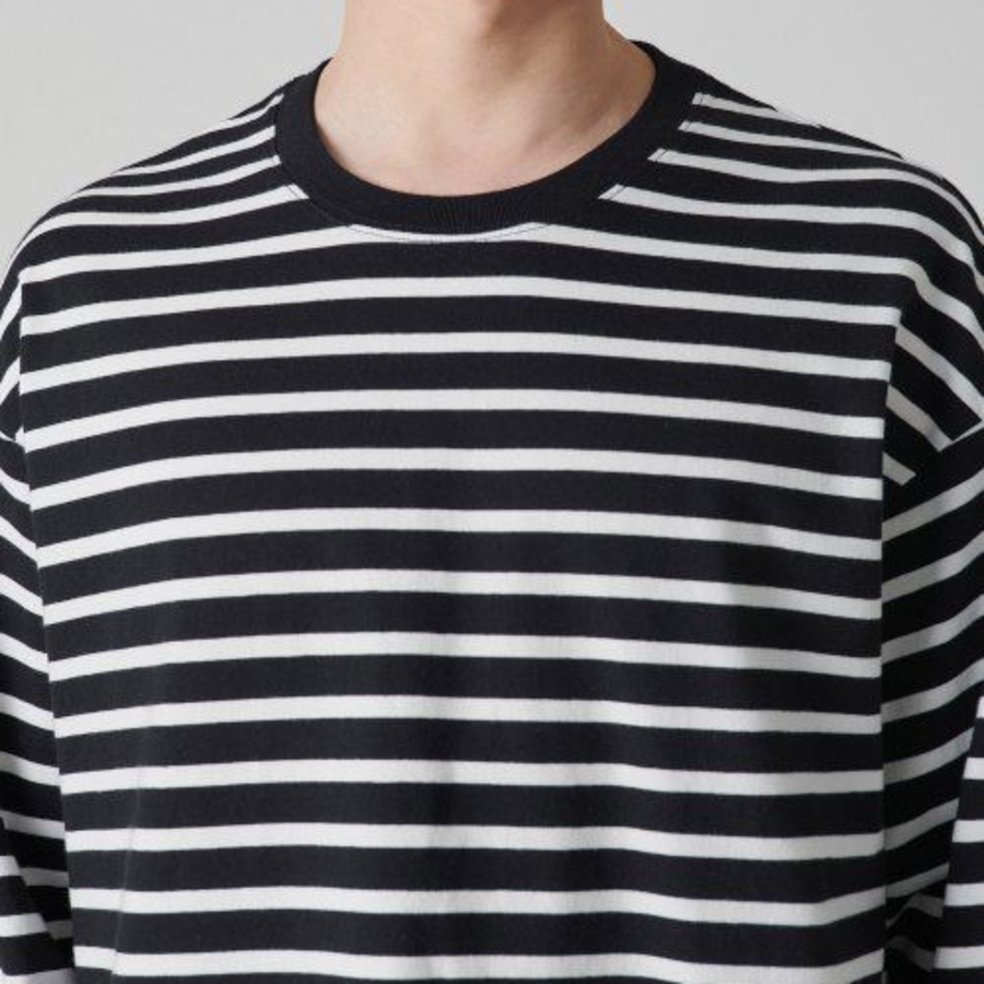 Breton Stripe Relaxed Long Sleeve T-Shirt [Black/White]