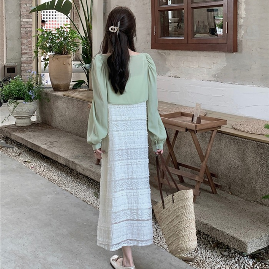 Лёгкий длинный сарафан с блузкой