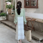 Лёгкий длинный сарафан с блузкой