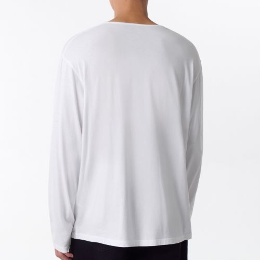 Relaxed CR Scoop Neck Long Sleeve T-Shirt [White]