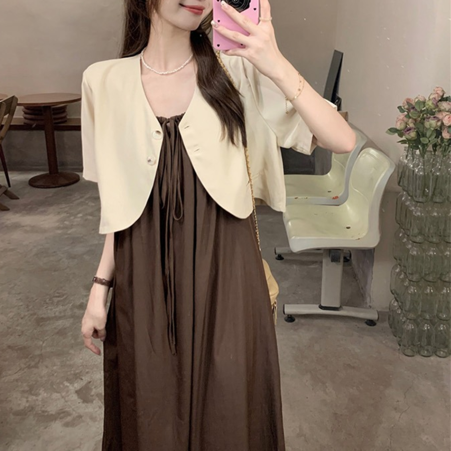 Платье-комбинация с коротким летним жакетом