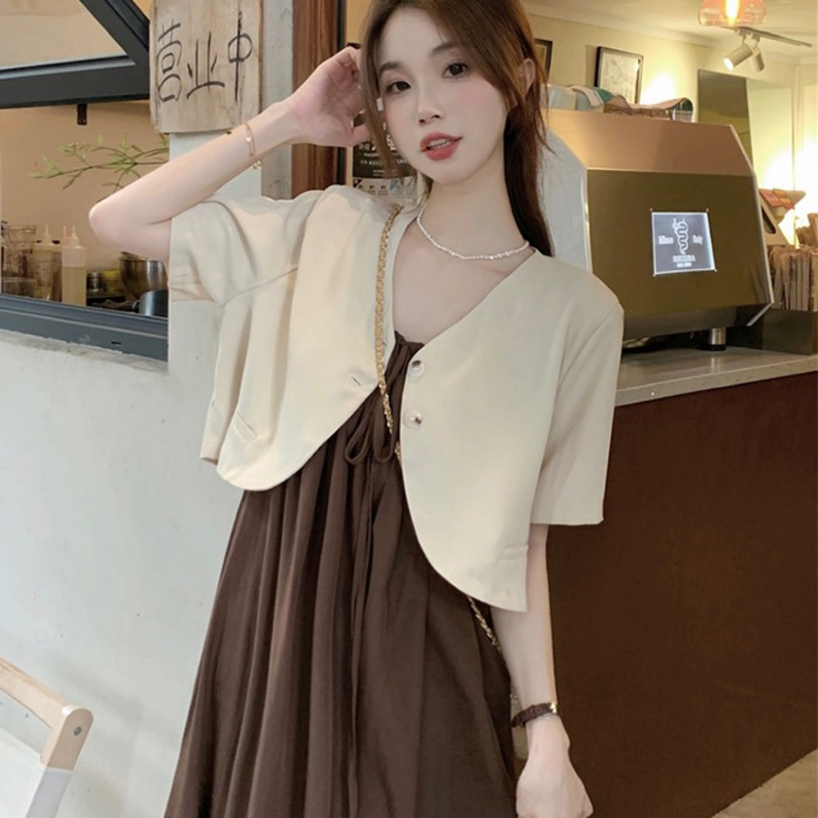 Платье-комбинация с коротким летним жакетом