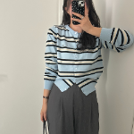 Judy Pendant Stripe Round Knit Cardigan