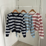 Judy Pendant Stripe Round Knit Cardigan