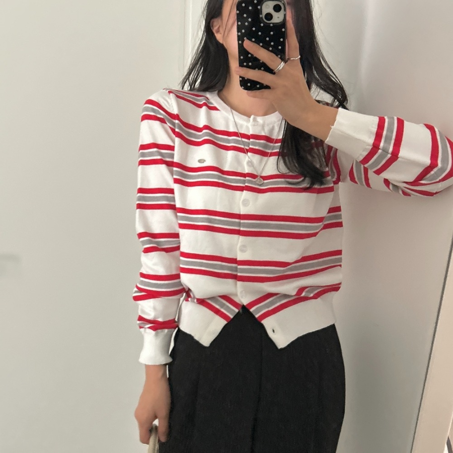 Judy Pendant Stripe Round Knit Cardigan