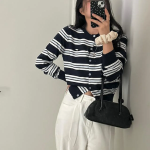 Judy Pendant Stripe Round Knit Cardigan