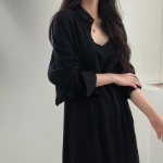 Льняная рубашка с длинным сарафаном без рукавов