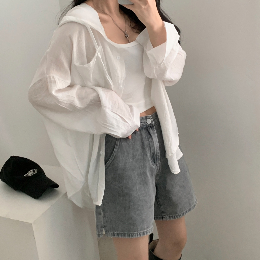 Hoodle Hoodle Summer Hooded Loose Fit Cardigan Shirt