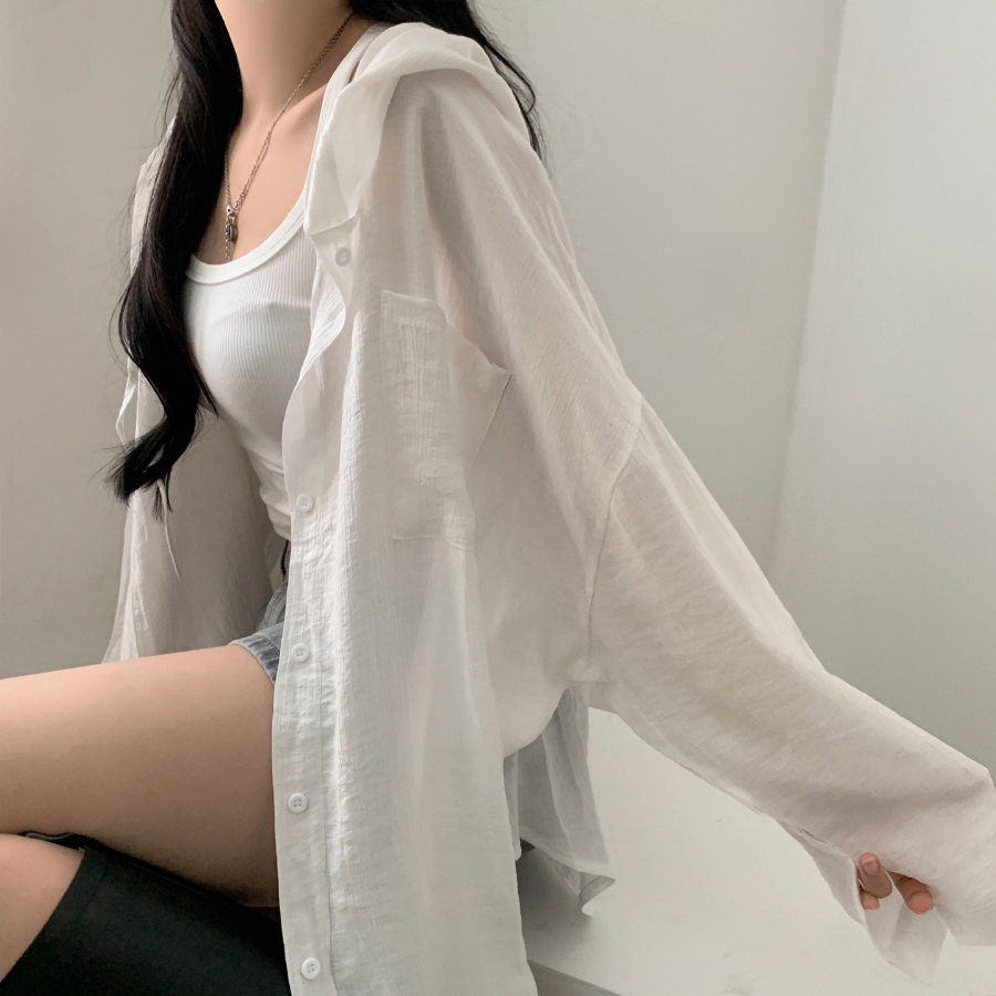 Hoodle Hoodle Summer Hooded Loose Fit Cardigan Shirt