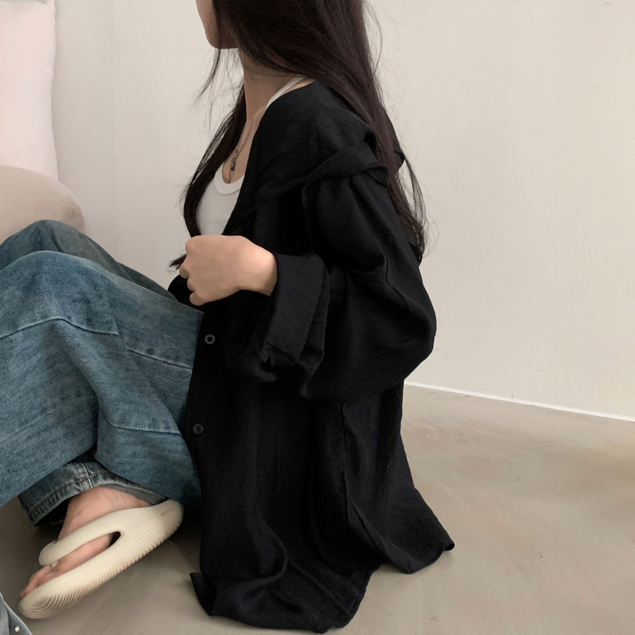 Hoodle Hoodle Summer Hooded Loose Fit Cardigan Shirt