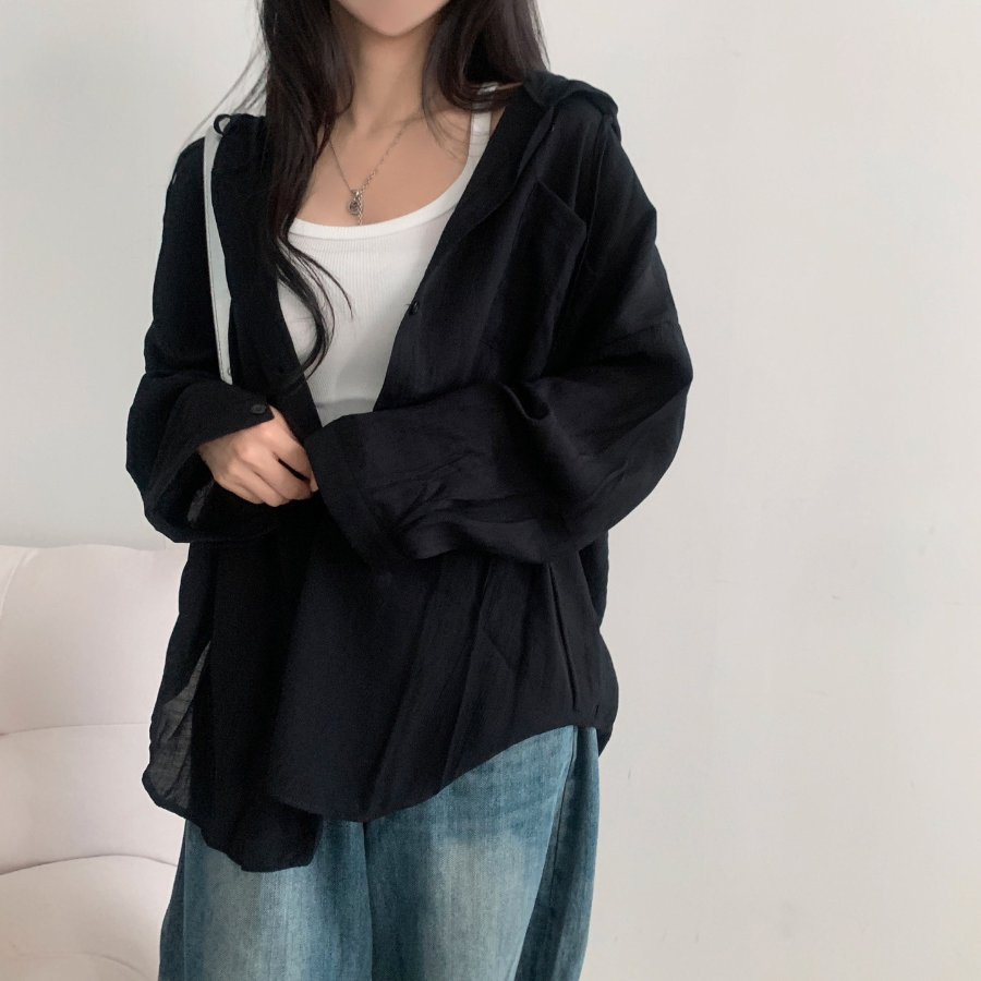 Hoodle Hoodle Summer Hooded Loose Fit Cardigan Shirt