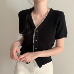 Bell Lace Pearl Short-Sleeve Cardigan