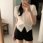 Bell Lace Pearl Short-Sleeve Cardigan