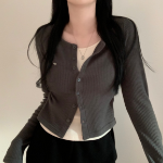 Side Shirring Slim Fit Layered Knit Cardigan