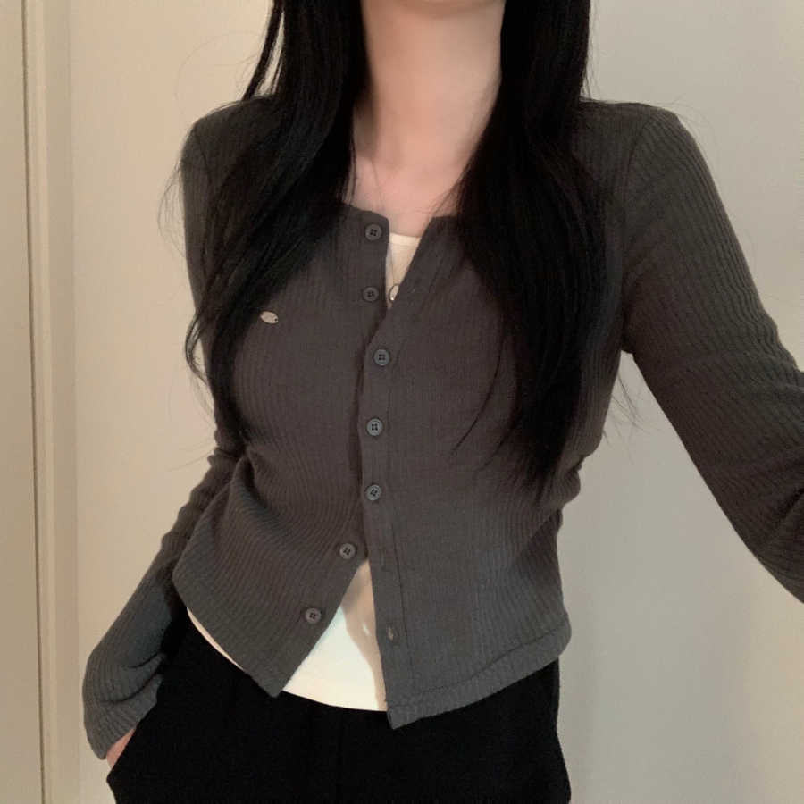 Side Shirring Slim Fit Layered Knit Cardigan