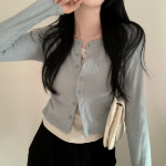 Свободный размер-Голубой-Кардиганы