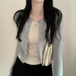 Side Shirring Slim Fit Layered Knit Cardigan