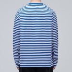Stripe Relaxed Crew Neck Long Sleeve T-Shirt [Blue]