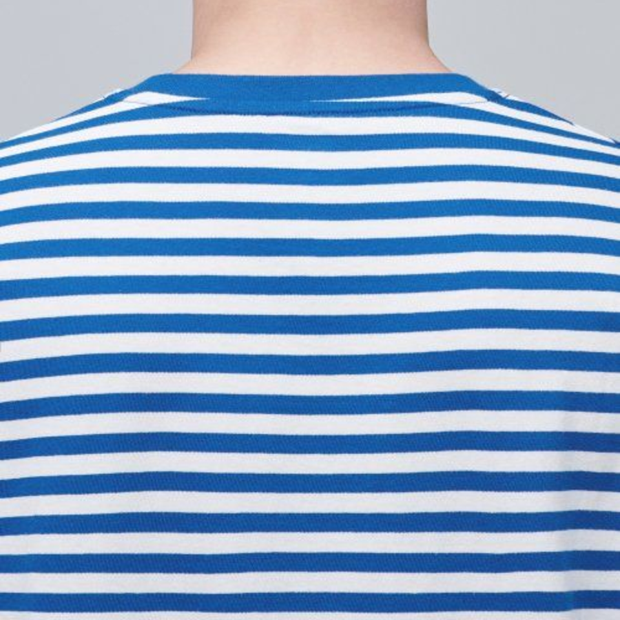 Stripe Relaxed Crew Neck Long Sleeve T-Shirt [Blue]