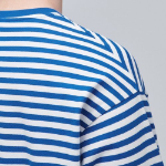Stripe Relaxed Crew Neck Long Sleeve T-Shirt [Blue]