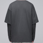 Oversized Crew Neck Layered Sleeve T-Shirt [Gunmetal]