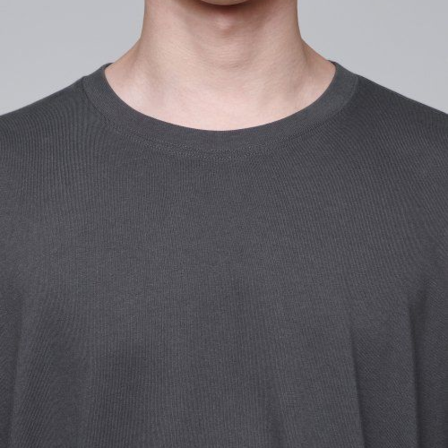 Oversized Crew Neck Layered Sleeve T-Shirt [Gunmetal]