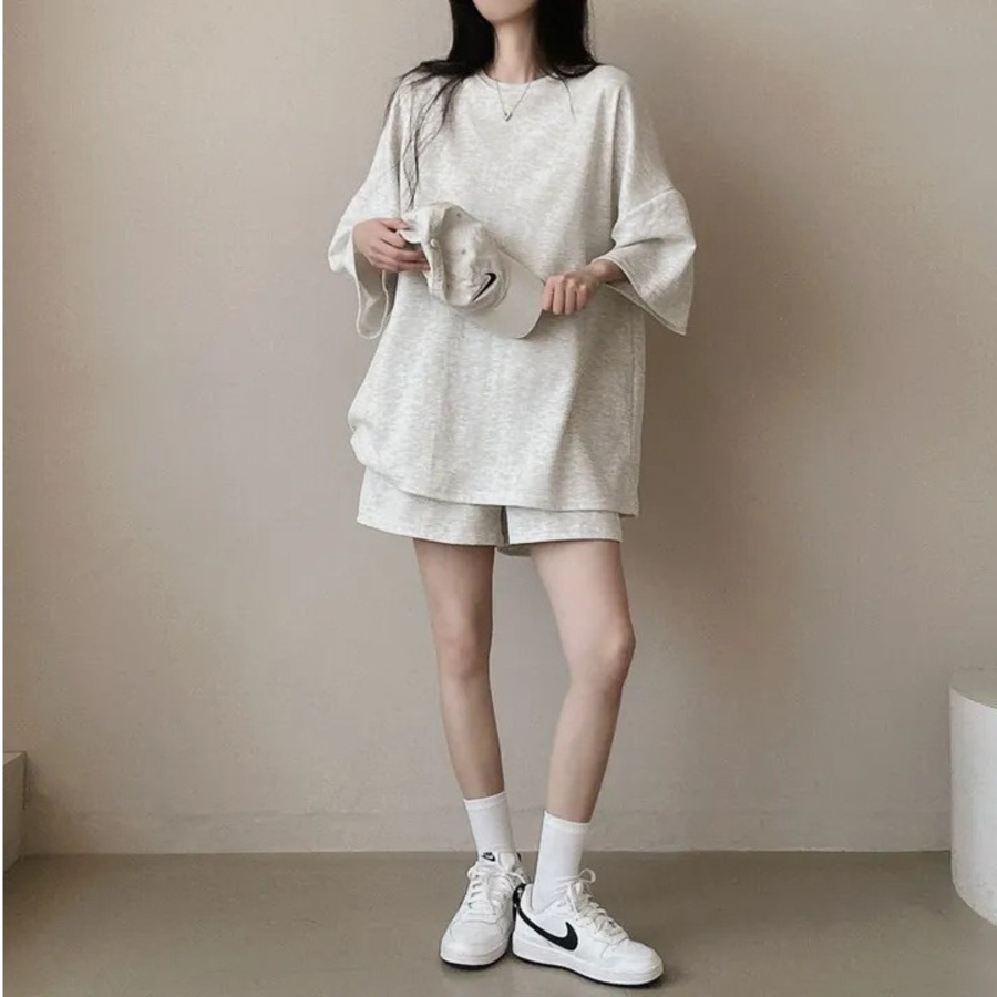 Футболка с короткими шортами из хлопка