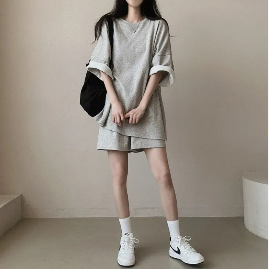 Футболка с короткими шортами из хлопка