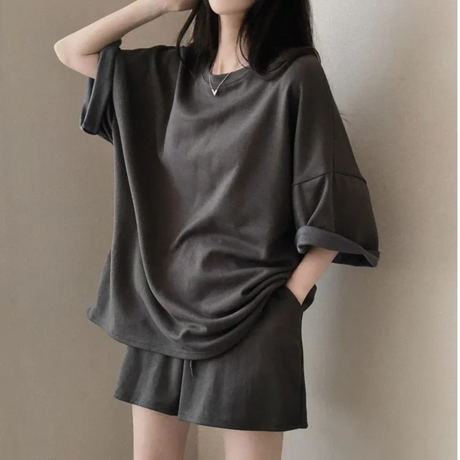 Футболка с короткими шортами из хлопка