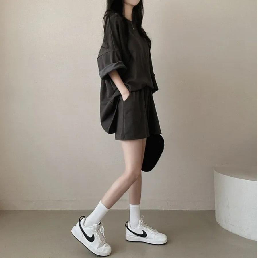 Футболка с короткими шортами из хлопка