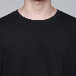 Oversized Crew Neck Layered Sleeve T-Shirt [Black/Grey]