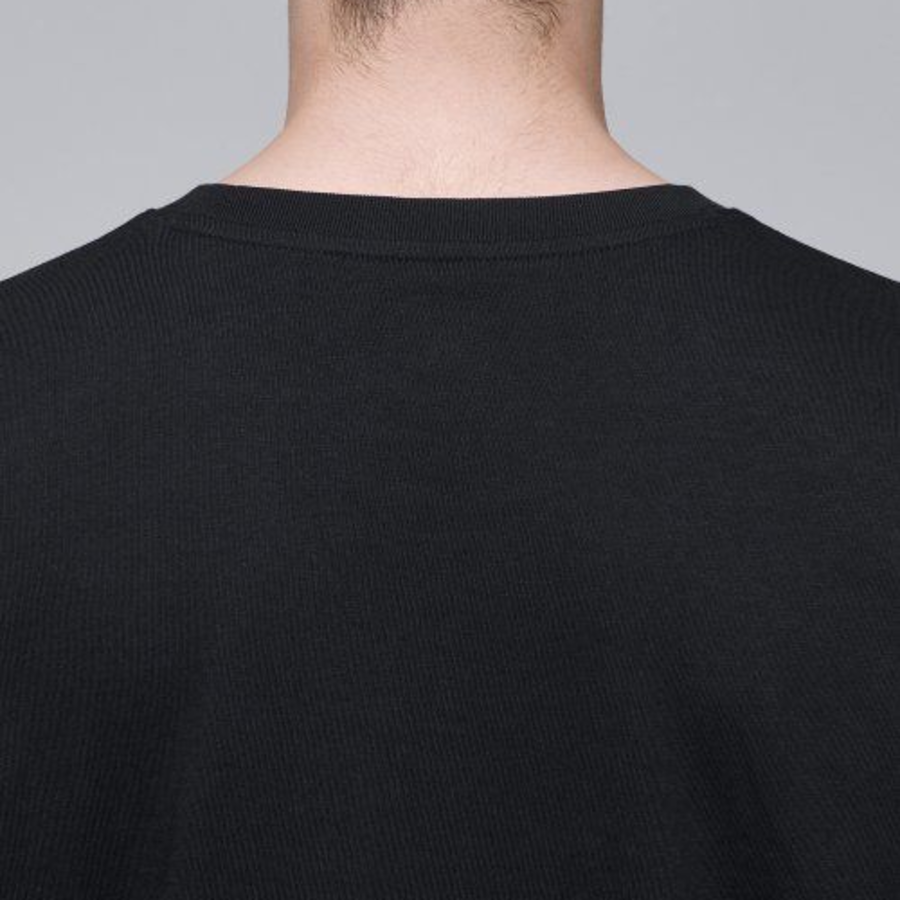 Oversized Crew Neck Layered Sleeve T-Shirt [Black/Grey]