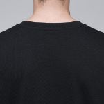Oversized Crew Neck Layered Sleeve T-Shirt [Black/Grey]