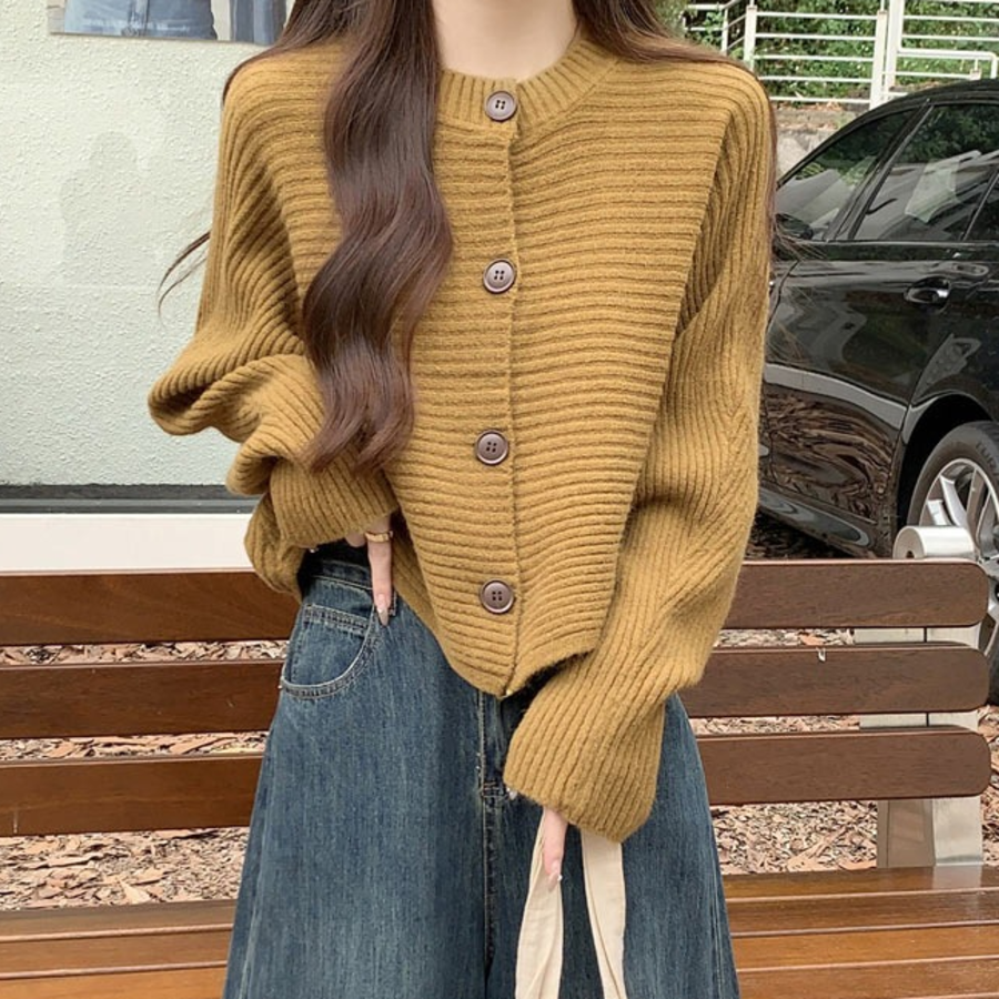 Radine Round Button Knit Cardigan