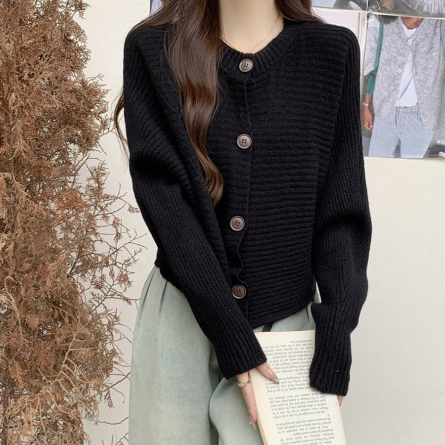 Radine Round Button Knit Cardigan